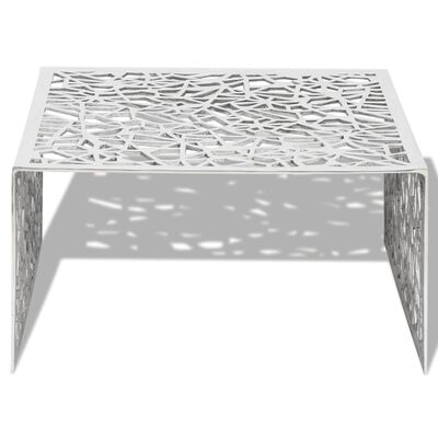 vidaXL Kavos stal., sidabrinis, geometrinių raižinių dizainas, alium.
