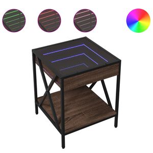 vidaXL Kavos staliukas su Infinity LED lemputėmis, rudas, 40x40x49cm