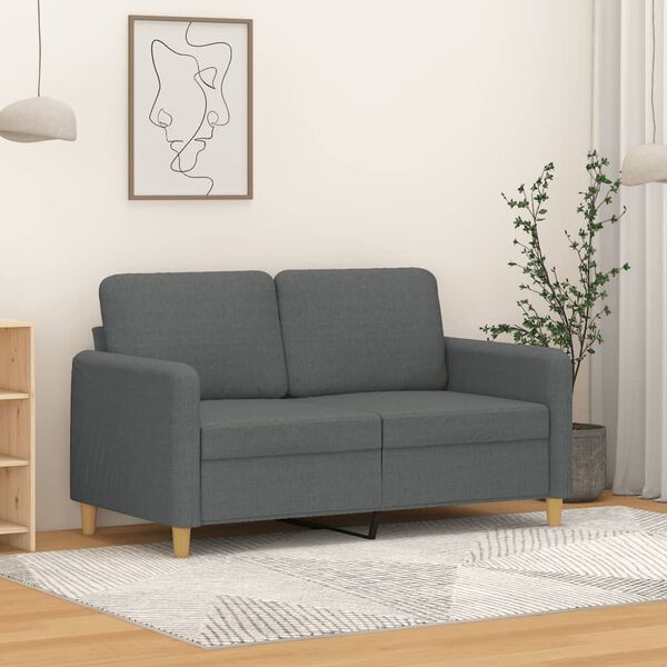 vidaXL Dvivietė sofa, tamsiai pilkos spalvos, 120cm, audinys