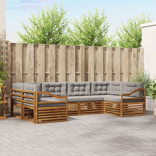 vidaXL Sofų komplektai su pagalve 6 pcs Natūrali ir &scaron;viesiai pilka