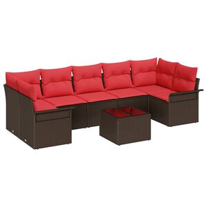 vidaXL Sodo Sofų Rinkinys 8 pcs Bežinė ir raudona poliratanas