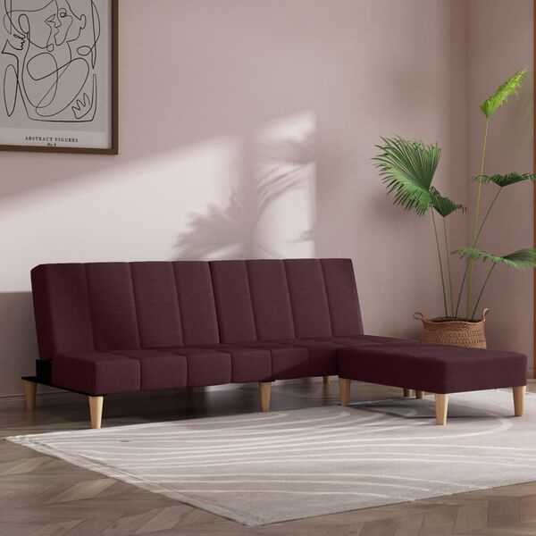 vidaXL Dvivietė sofa-lova su pakoja, violetinės spalvos, audinys