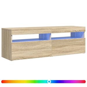 vidaXL Televizoriaus spintelė su LED ap&scaron;vietimu, ąžuolo, 120x35x40cm