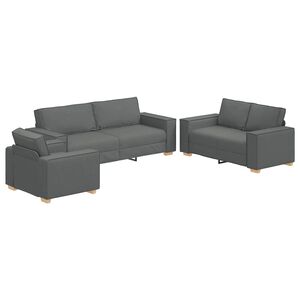 vidaXL Sofa 3 pcs Tamsiai pilka 220 x 80 x 84 cm Lino mi&scaron;inio audinys