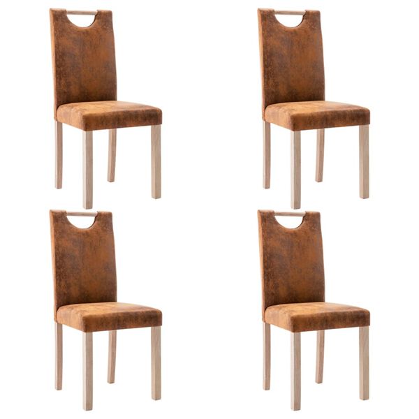 vidaXL Valgomojo kėdės, 4vnt., rudos, dirbtinė versta oda