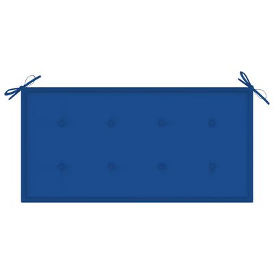 vidaXL Sodo suoliukas su karališka mėlyna pagalvėle, 112cm, tikmedis