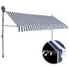 vidaXL Rankinė i&scaron;traukiama markizė su LED, mėlyna ir balta, 400cm