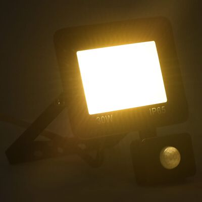 vidaXL LED prožektorius su jutikliu, šiltos baltos spalvos, 30W