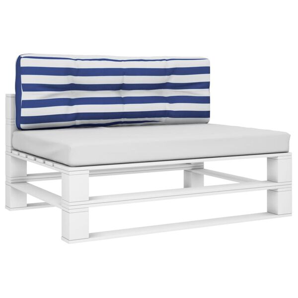 vidaXL Paletės pagalvėlė, mėlynos/baltos spalvos, 120x40x12cm, audinys