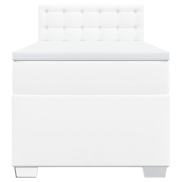 vidaXL Lova su spyruoklėmis ir čiužiniu, balta, 90x190cm, dirbtinė oda