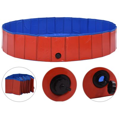 vidaXL Sulankstomas baseinas šunims, raudonos spalvos, 160x30cm, PVC