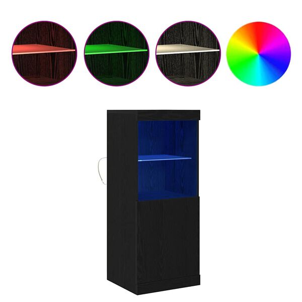 vidaXL LED Bufetas Juodas ąžuolas 41 x 37 x 100 cm Apdirbta mediena