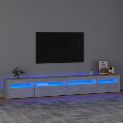 vidaXL TV spintelė su LED apšvietimu, betono pilka, 270x35x40cm