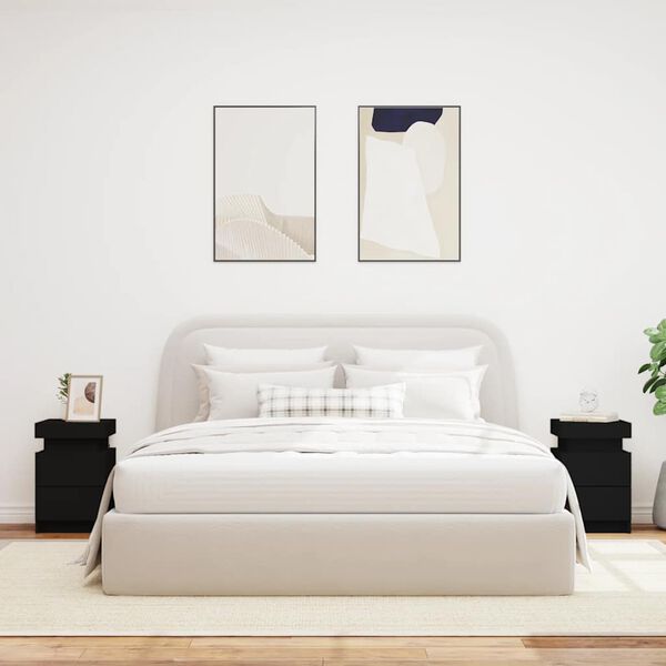 vidaXL Naktinės spintelės su LED lemputėmis, 2vnt., juodos, 35x39x55cm