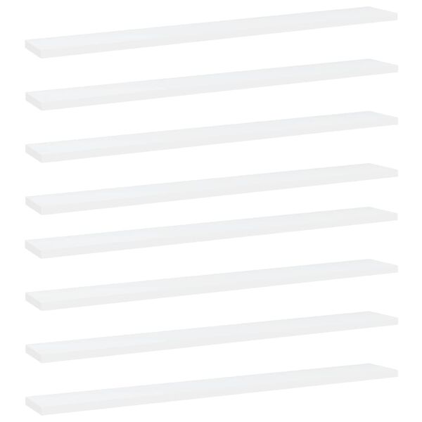 vidaXL Knygų lentynos plok&scaron;tės, 8vnt., baltos, 80x10x1,5cm, MDP