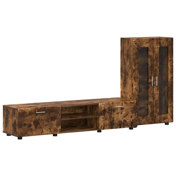 vidaXL TV spintelių komplektas FLORIN Rūkyta ąžuolas Apdirbta mediena