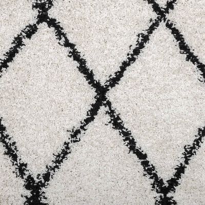 vidaXL Shaggy kilimas PAMPLONA, kreminis ir juodas, 100x200cm