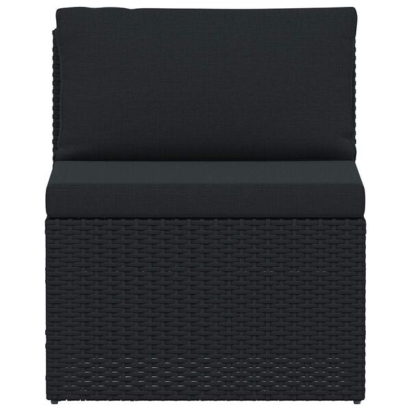vidaXL Poilsio komplektas su pagalvėmis, 4 dalių, juodas, poliratanas