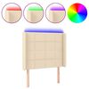 vidaXL Galvūgalis su LED, kreminės spalvos, 83x16x118/128cm, audinys