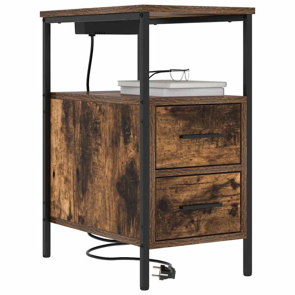 vidaXL &Scaron;alia lovos spintelė su stalčių Rūkyta ąžuolas 30 x 48 x 61 cm