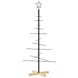 vidaXL Metalinė Kalėdų eglutė su mediniu pagrindu, juoda, 120 cm