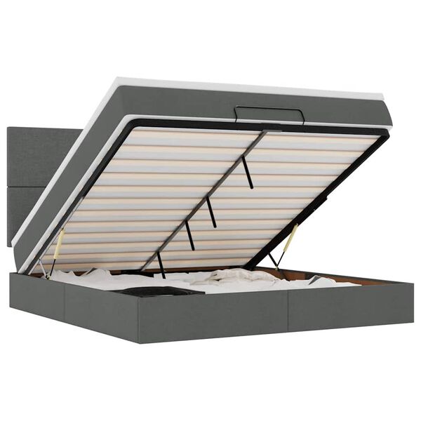 vidaXL Osmanų lovos rėmas su čiužiniu, pilkas, 160x200 cm, audinys