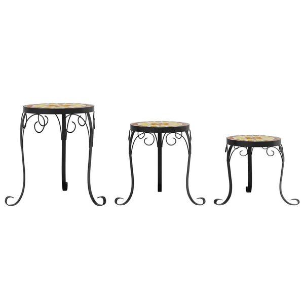 vidaXL Stovai augalams, 3vnt., terakota ir baltos spalvos, keramika