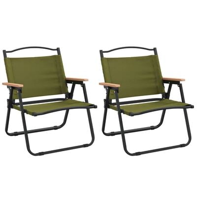 vidaXL Stovyklavimo kėdės, 2vnt., žalios, 54x43x59cm, oksfordo audinys