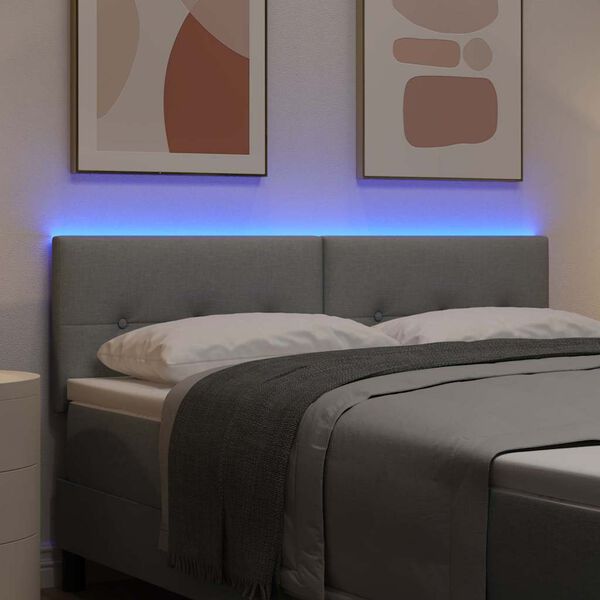 vidaXL LED galvūgalis su galvūgalio &Scaron;viesiai pilka 160 cm Poliesteris