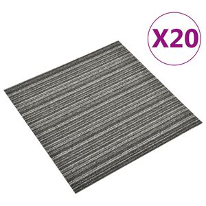 vidaXL Kiliminės plytelės, 20vnt., antracito, 50x50cm, 5m&sup2;, dryžuotos