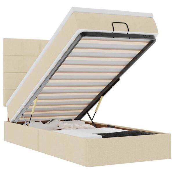 vidaXL Osmanų lovos rėmas su čiužiniu, kreminis, 90x190cm, audinys