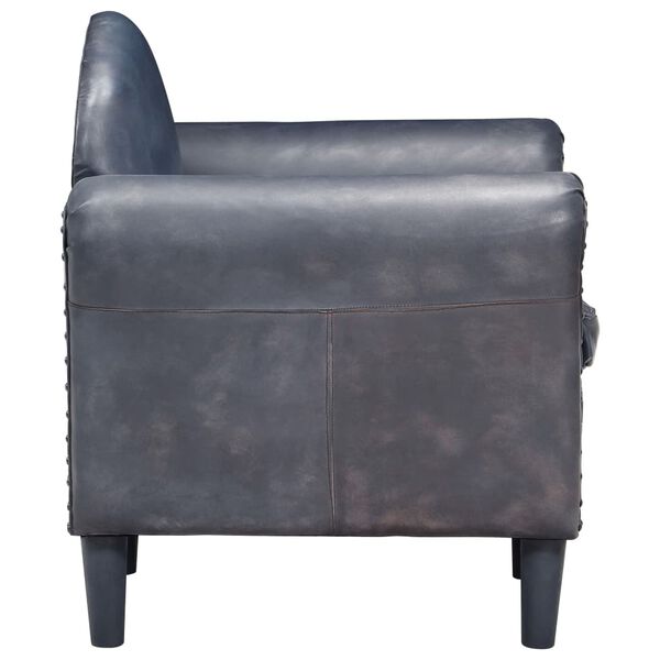 vidaXL Krėslas, pilkos spalvos, 77x65x79cm, tikra oda