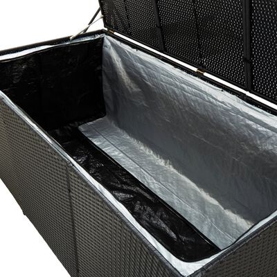 vidaXL Sodo daiktadėžė, juoda, 180x90x70 cm, poliratanas