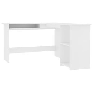 vidaXL Kampinis stalas, baltas, 120x140x75cm, mediena, L formos