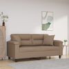 vidaXL Dvivietė sofa su pagalvėmis, kapučino, 140cm, dirbtinė oda