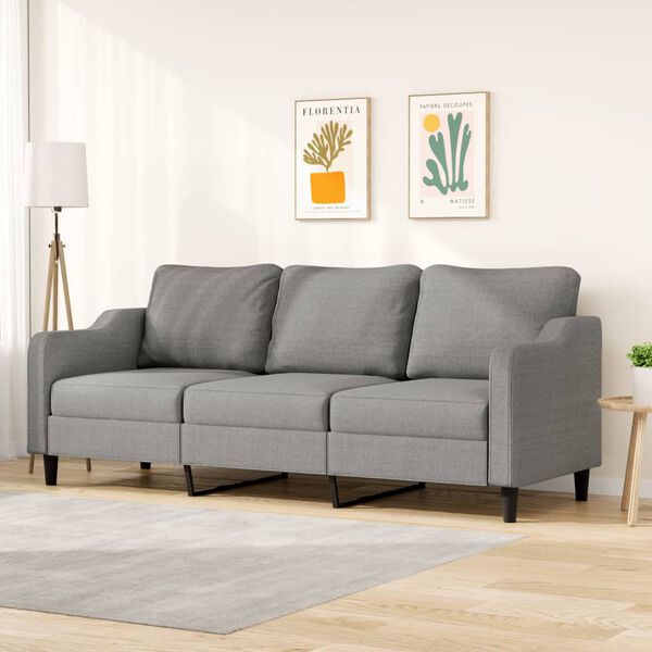 vidaXL Trivietė sofa, tamsiai pilkos spalvos, 210cm, audinys