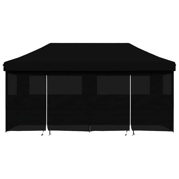 vidaXL Išskleidžiama proginė palapinė su 4 šoninėmis sienomis, juoda