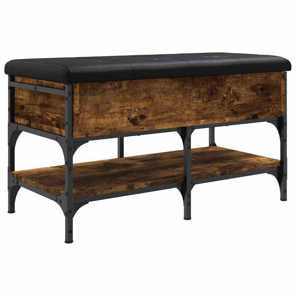 vidaXL Batų suoliukas, dūminio ąžuolo, 82x42x45cm, apdirbta mediena