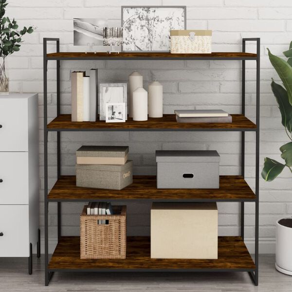 vidaXL Sieninės lentynos, 4vnt., dūminio ąžuolo, 100x50x1,5cm, mediena