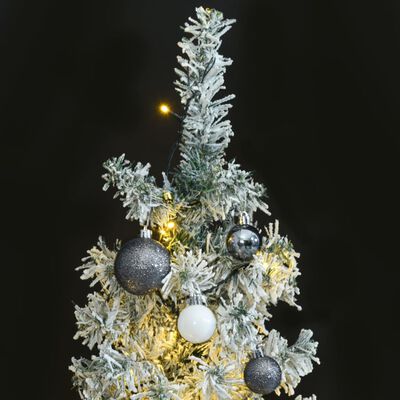 vidaXL Siaura Kalėdų eglutė su 300 LED/žaisliukais/sniegu, 270cm