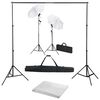vidaXL Fotostudijos komplektas su fonu, &scaron;viestuvais ir skėčiais
