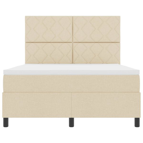 vidaXL Kiemas lova su čiužiniu su LED Kreminė 160 x 200 cm audinys