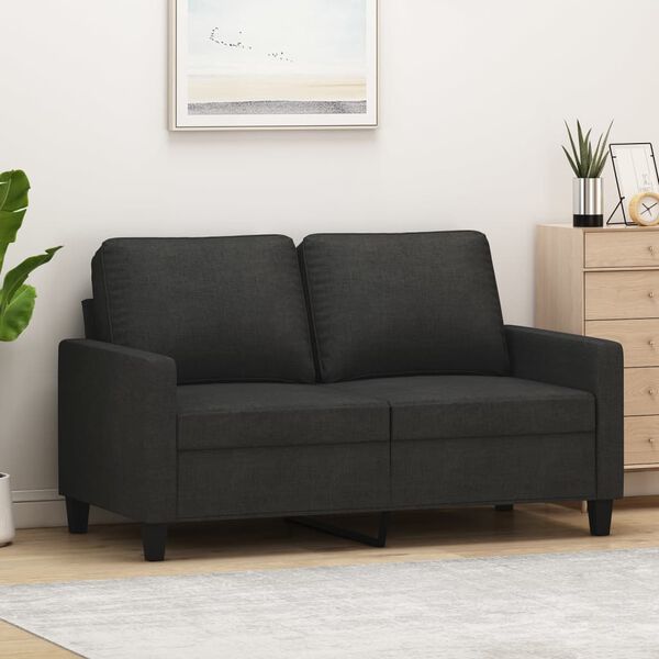 vidaXL Dvivietė sofa, juodos spalvos, 120cm, audinys