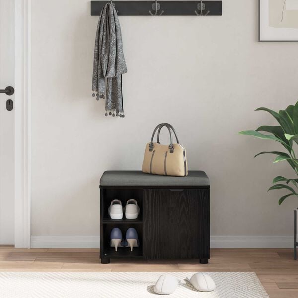 vidaXL Koridoriaus suolas su pagalve Juodas Ąžuolas 60 x 38 x 46 cm