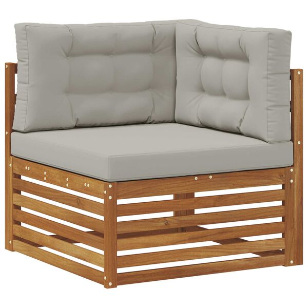 vidaXL Lauko kampinė sofa Kietos akacijos mediena Natūrali