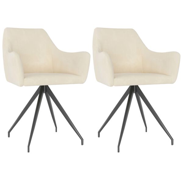 vidaXL Valgomojo kėdės, 2vnt., kreminės spalvos, aksomas