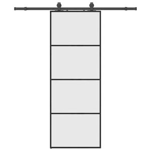 vidaXL Stumdomos durys su įrangos rinkiniu, juodas, 76x205 cm, ESG ir