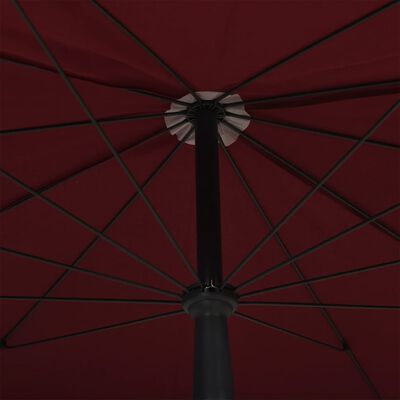 vidaXL Sodo skėtis nuo saulės su stulpu, tamsiai raudonas, 200x130cm