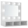 vidaXL Veidrodinė spintelė su LED, balta, 60x31,5x62cm, blizgi