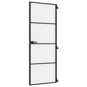 vidaXL Vidaus durys, juodos, 76x201,5cm, grūdintas stiklas/aliuminis